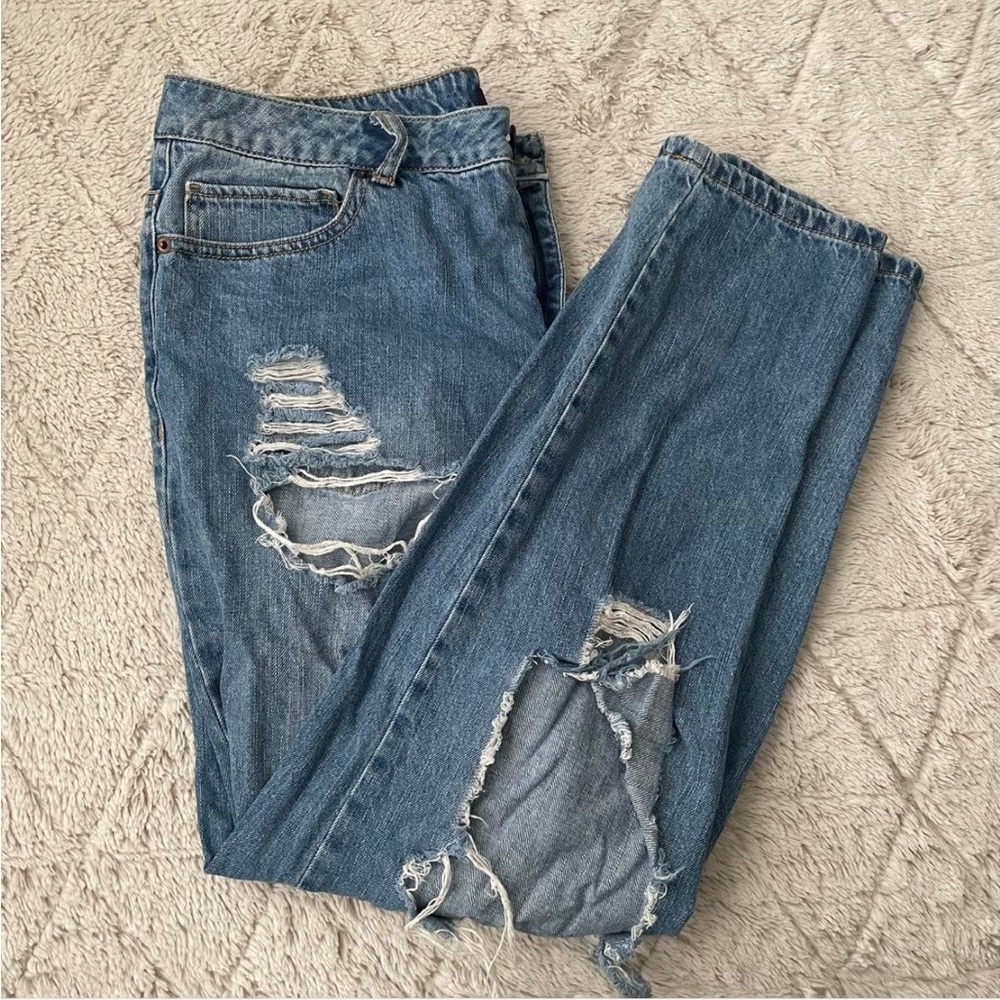 Classic Blue Distressed Denim Jeans